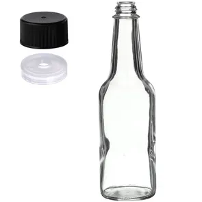 10 oz Clear Glass Woozy Bottle 24-414 Neck Finish with Black PP Plastic Continuous Thread Lined Closure - F-217 Liner and LDPE Plastic SnapOn Fitment Plug Orifice Reducer