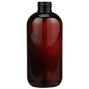 8 oz Amber PET Plastic Boston Round Bottle 24-410 Neck Finish 8 oz Amber PET Plastic Boston Round Bottle 24-410 Neck Finish