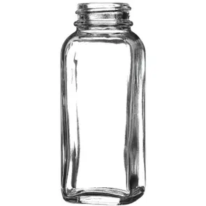 4 oz Clear Glass French Square Bottle 33-400 Neck Finish