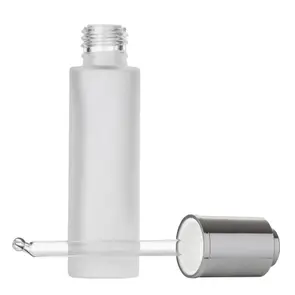 30 ml Frosted Clear Glass Cylinder Bottle with 19.9 mm Silver Button Dropper and Glass Pipette 30 ml Frosted Clear Glass Cylinder Bottle with 19.9 mm Silver Button Dropper and Glass Pipette