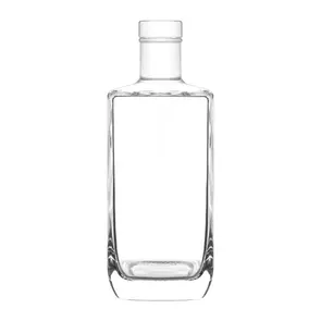750 ml Clear Glass Meili Quadra Liquor Bottle 21.5 mm Bar Top Neck Finish by Vetroelite