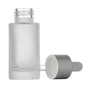 30 ml Frosted Clear Glass Cylinder Bottle with 24-410 White Silicone/Matte Silver Dropper 30 ml Frosted Clear Glass Cylinder Bottle with 24-410 White Silicone/Matte Silver Dropper
