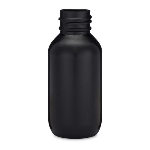 2 oz Black HDPE Boston Round Bottle