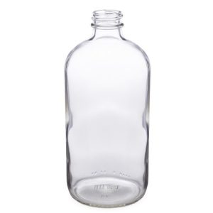 16 oz Clear Glass Boston Round Bottles