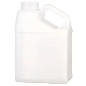 Our 1 gallon f-style jugs are made from natural high density polyethylene (HDPE) plastic, feature a 63-485 continuous thread neck finish, and a slant handle. If you are looking for a bottle with a wide face for maximum impact on a retail shelf, this bottle would be a great choice for any liquid product. The HDPE resin is naturally translucent in color, has a good moisture barrier and offers a wide range of product compatibility. This includes glass cleaners, household & industrial chemicals, anti-freeze, and more. These f-style jugs are made in the United States and sold by the case with 4-f-style jugs in each case.