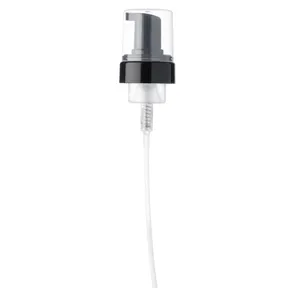 43-400 Black PP Plastic Foamer Dispensing Pump with Clear Overcap - 7.36" Dip Tube