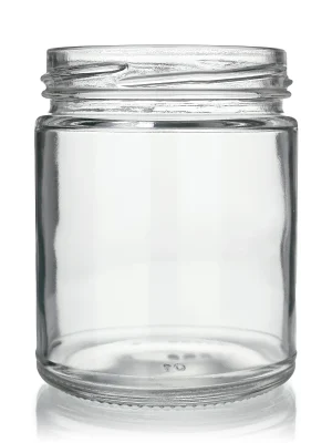 9 oz clear glass straight-sided round jar