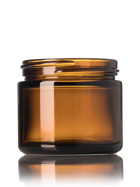 2 oz amber glass straight-sided round jar with 53-400 neck finish 2 oz amber glass straight-sided round jar with 53-400 neck finish