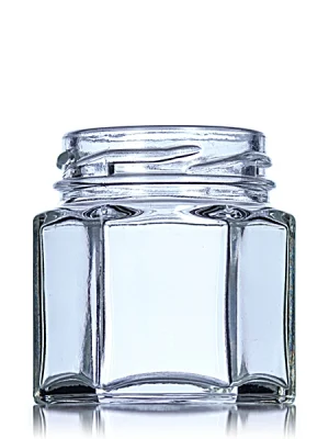 1.5 oz clear glass hex-shaped jar