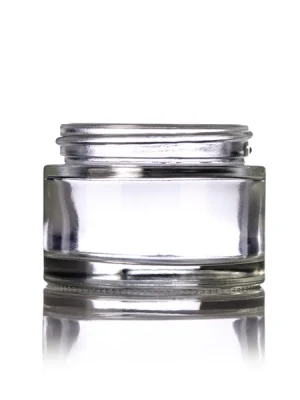55 ml (1.85 oz) clear glass cylinder low-profile jar
