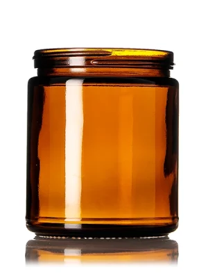 9 oz amber glass straight-sided round jar