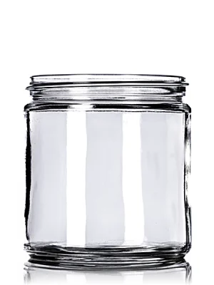 16 oz clear glass straight-sided round jar