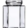 9 oz clear glass hex-shaped jar 9 oz clear glass hex-shaped jar