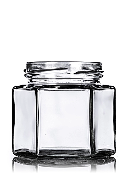 4 oz clear glass hex-shaped jar 4 oz clear glass hex-shaped jar