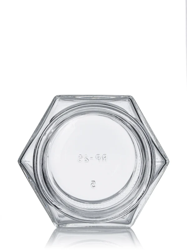 4 oz clear glass hex-shaped jar 4 oz clear glass hex-shaped jar with 58TW neck finish