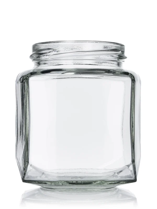 9 oz clear glass hex-shaped oval jar 9 oz clear glass hex-shaped oval jar