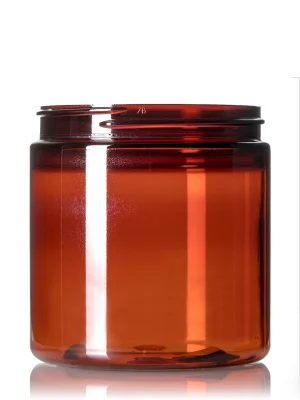 8 oz amber PET plastic single wall jar