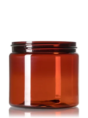 16 oz amber PET plastic single wall jar