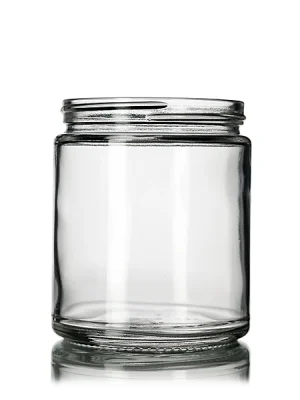 9 oz clear glass straight-sided round jar