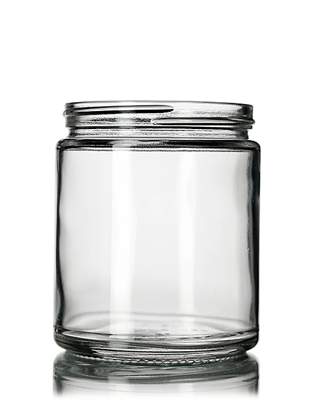 9 oz clear glass straight-sided round jar