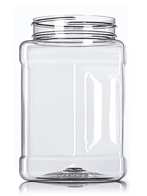 48 oz clear PET plastic square grip container