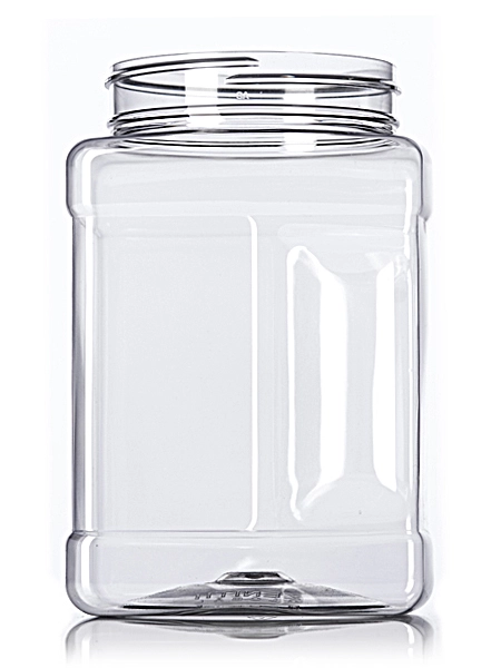 48 oz clear PET plastic square grip container